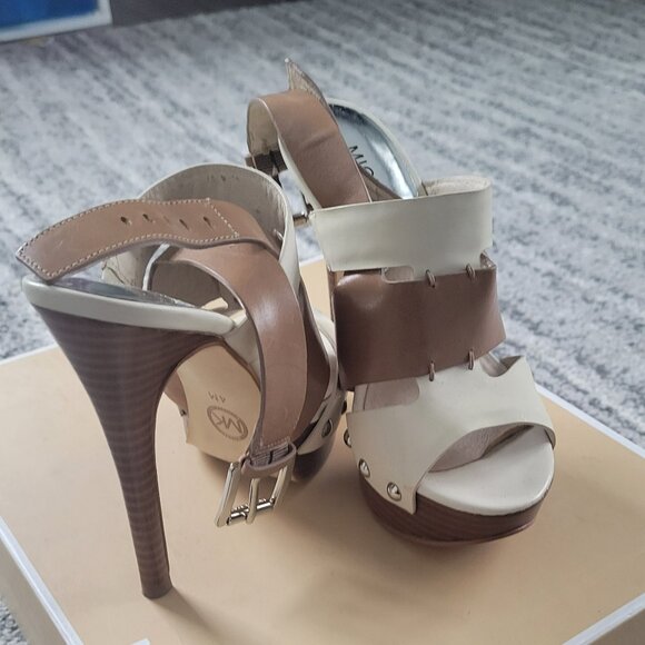 MICHAEL Michael Kors "Seville" Platform Vanilla/Dark Khaki - Picture 2 of 6